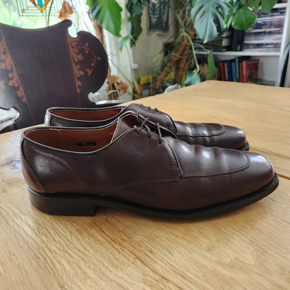 Allen Edmonds Burton Oxfords Mens Dress Shoes Size 8.5 Brown Leather Lace Up‎